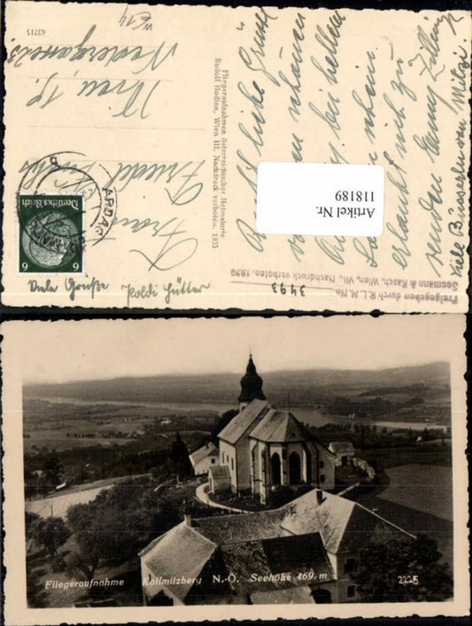 118189,seltene Fliegeraufnahme Kollmitzberg bei Ardagger Amstetten 1935