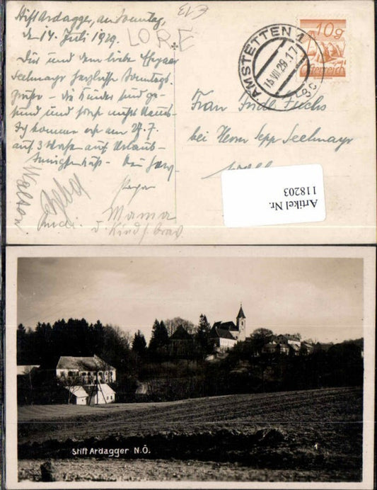 118203,Stift Ardagger bei Amstetten Tolle Ortsansicht m. Häuser 1928