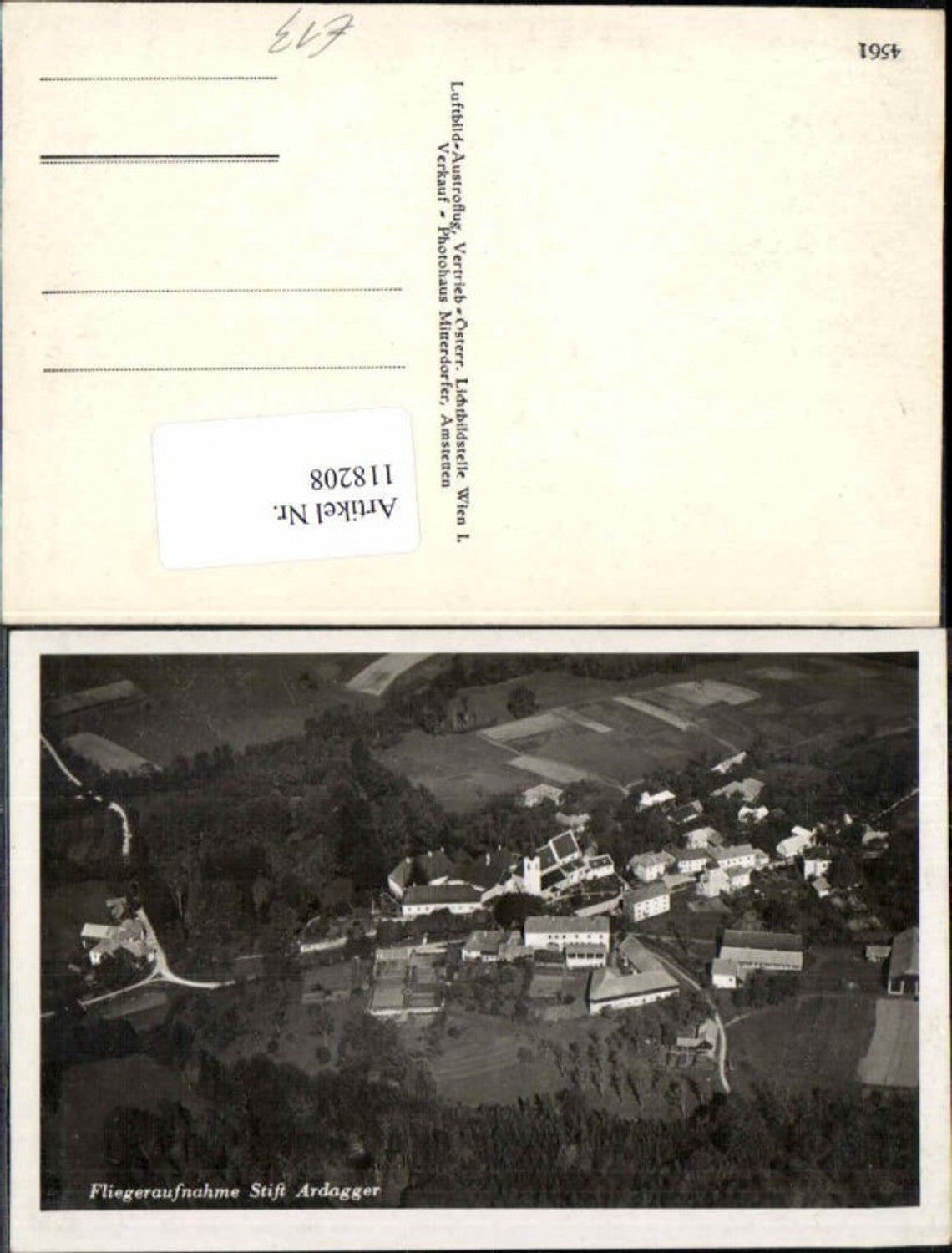 118208,seltene Fliegeraufnahme Stift Ardagger bei Amstetten