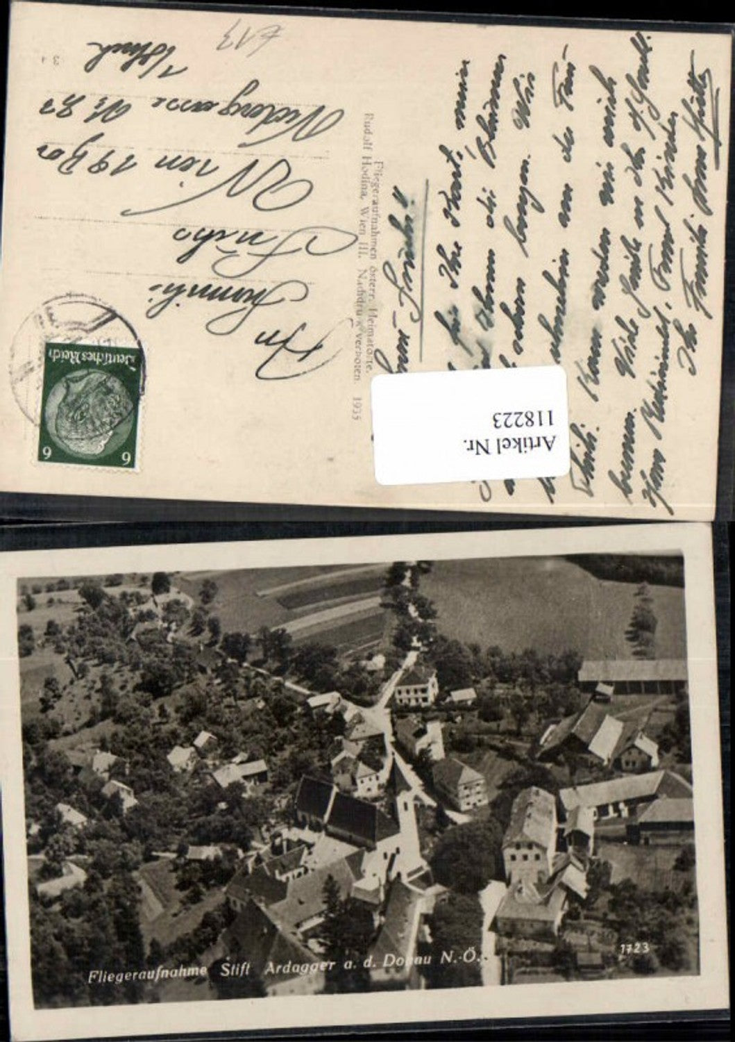 118223,seltene Fliegeraufnahme Stift Ardagger bei Amstetten pub Hodina 1723