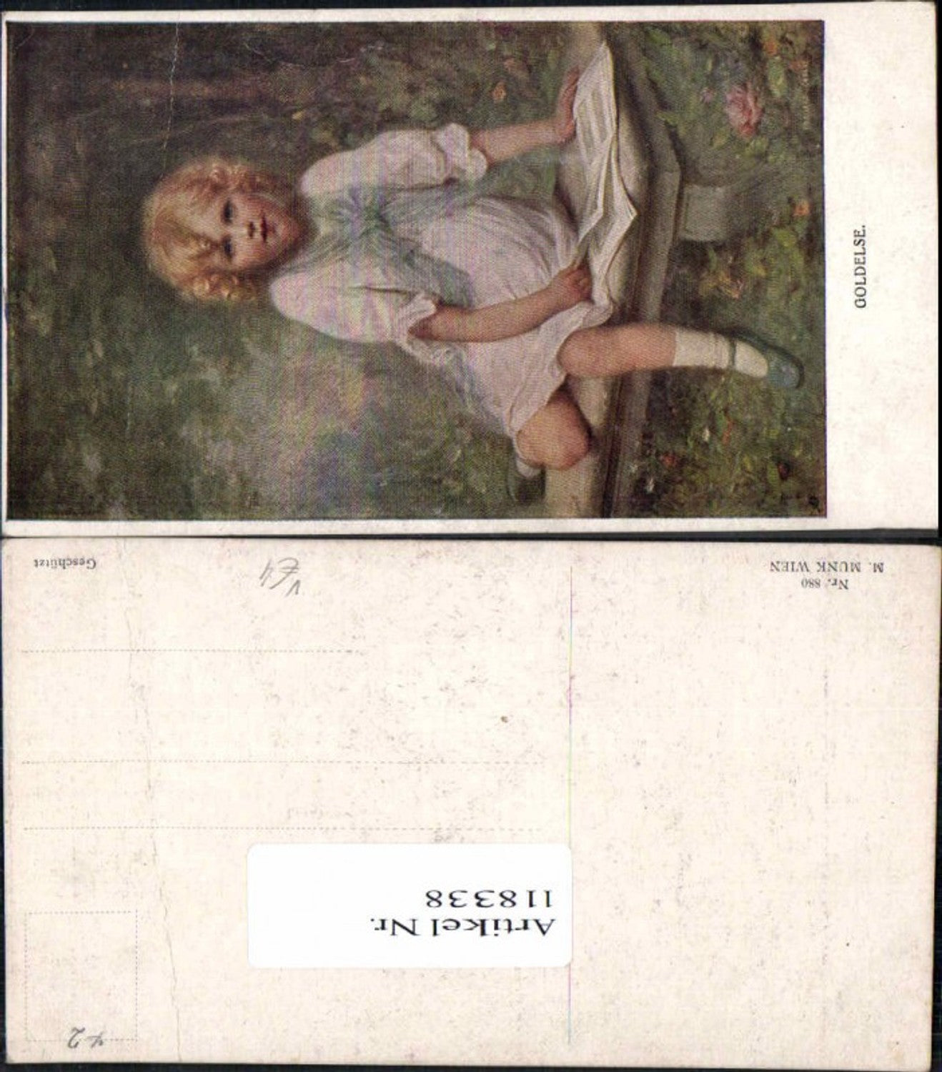118338,M. Munk M.M. Vienne 880 Goldelse Mädchen liest Buch