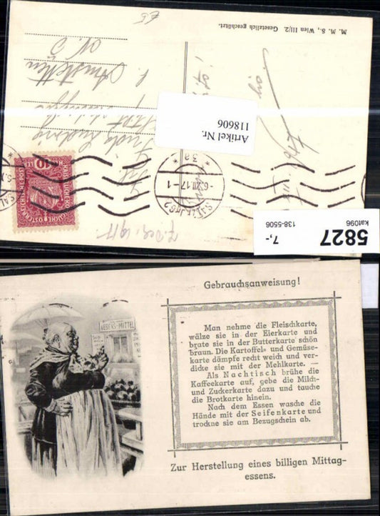 118606,Frau Mittagsessen Karte Gebrauchsanweisung 1917