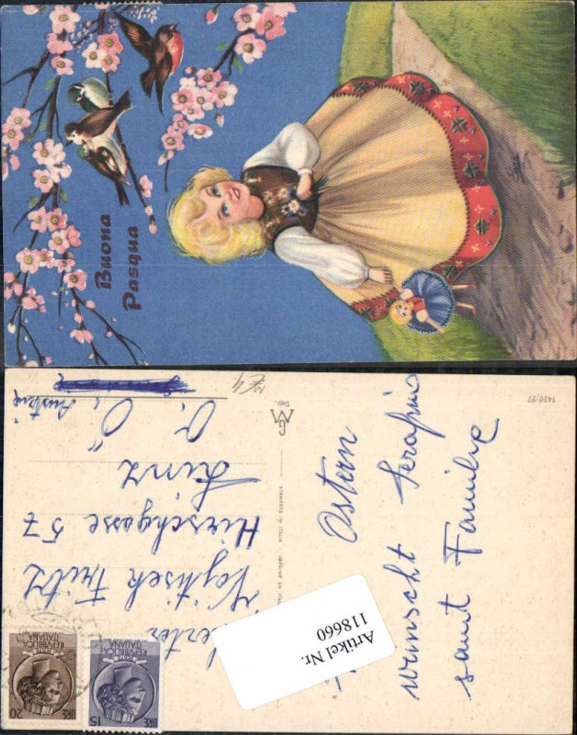 118660,Mädchen mit Puppe Vögel