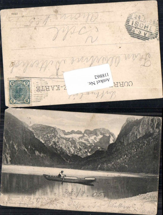 118862,Gosausee bei Gosau Partie mit Boot und Dachstein pub Brandt 1597