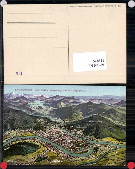 118875,Salzkammergut Bad Ischl Umgebung a.d. Vogelschau Rettenbach Reitterndorf Brandt 1040
