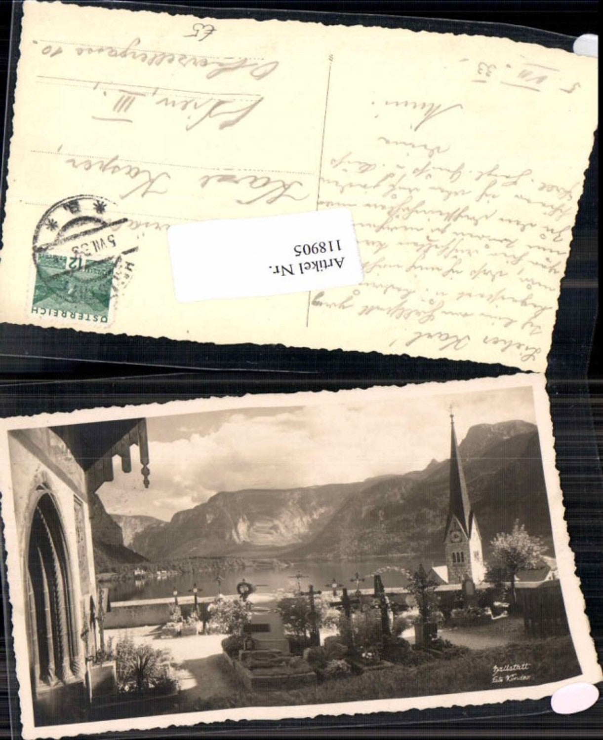 118905,Hallstatt Partie am Friedhof bei Kirche 1930