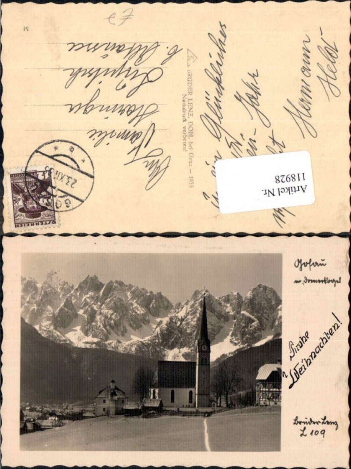 118928,Gosau m. Donnerkogel Kirche Ort