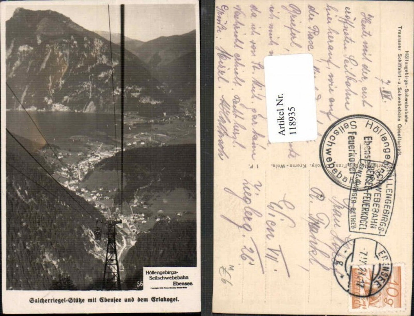 118935,Ebensee am Traunsee Erlakogel Salcherriegel Stütze Seilbahn