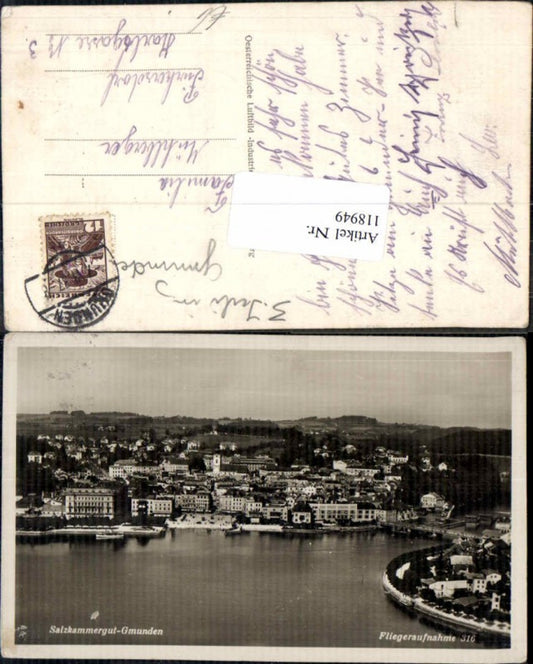 118949,Salzkammergut Gmunden Fliegeraufnahme Nr 316