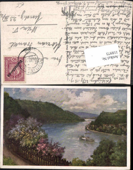 118973,Linz a.d. Donau Donaupartie Künstlerkarte 7007-7