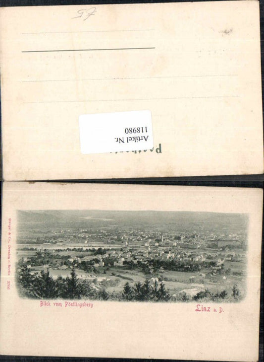 118980,Linz a.d. Donau um 1900 vom Pöstlingberg aus