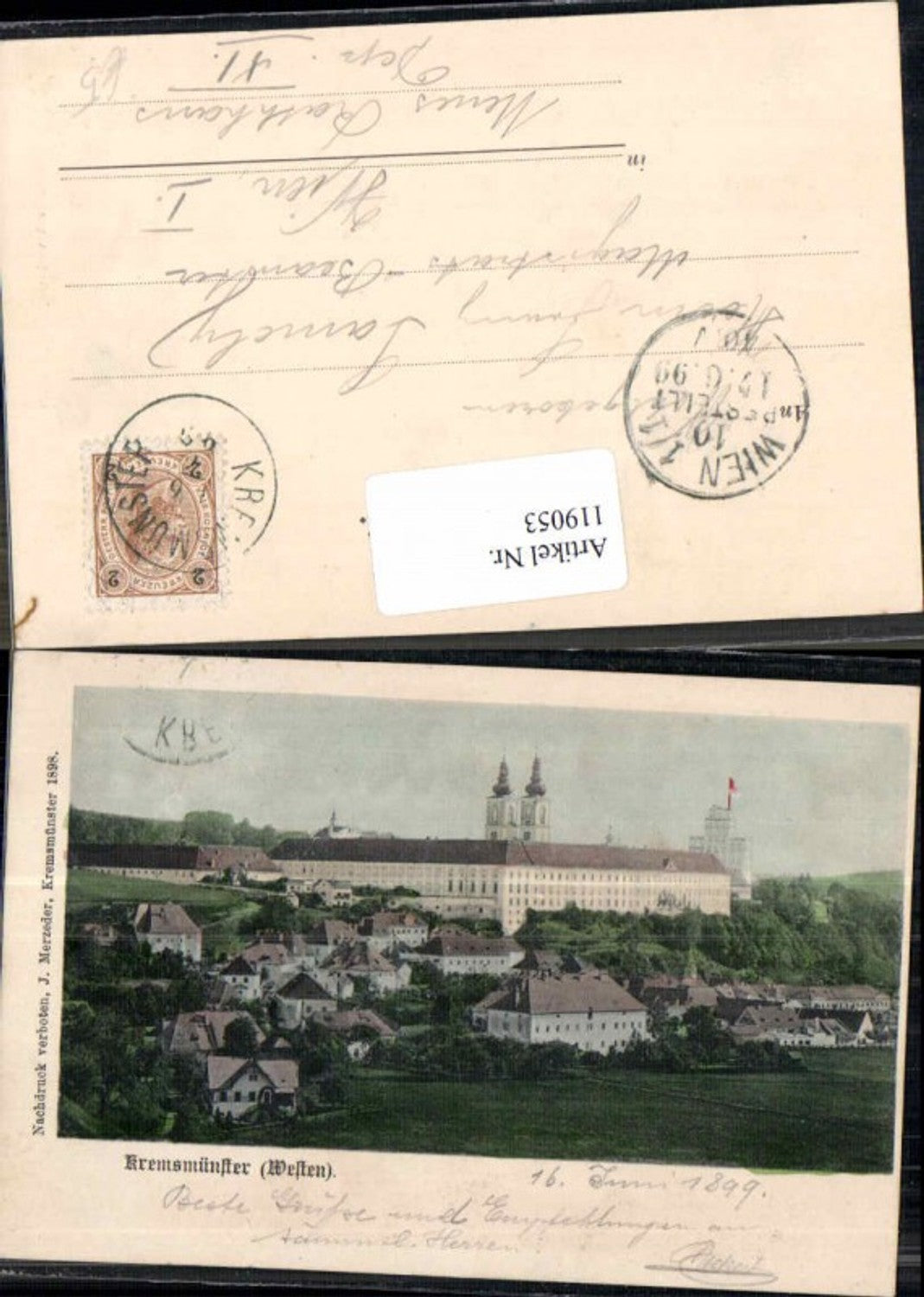 119053,Kremsmünster von Westen 1899