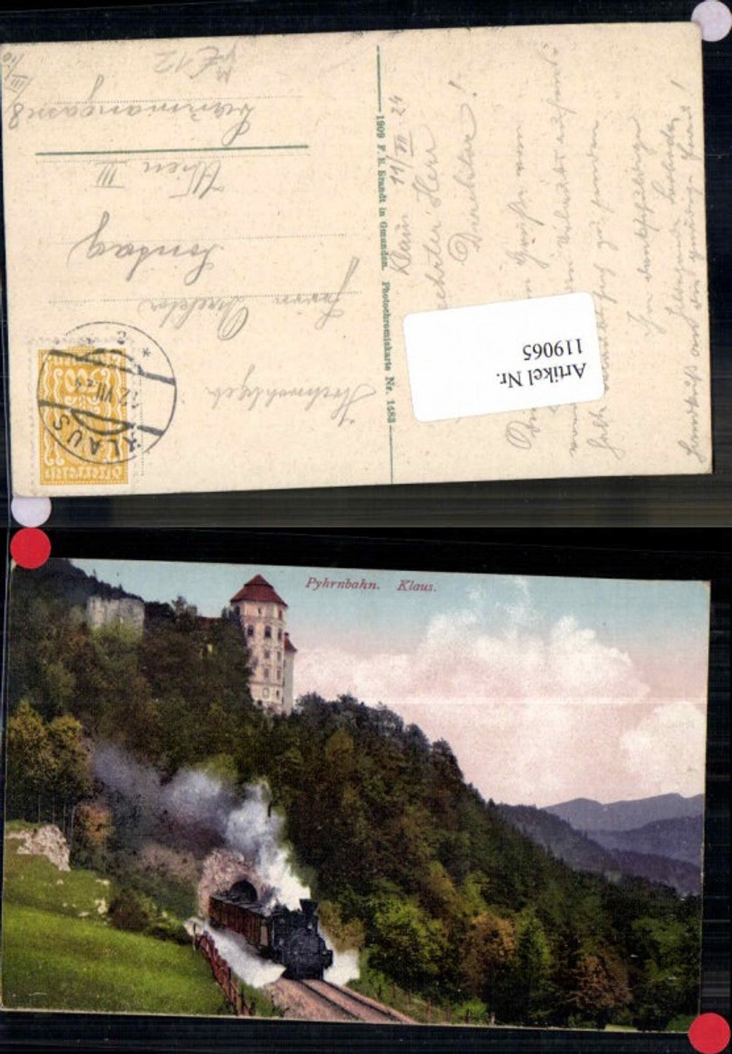 119065,Pyhrnbahn Klaus m. Lokomotive Zug Tolle Ansicht pub Brandt 1483