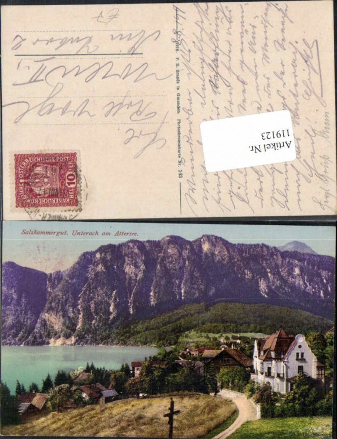 119123,Salzkammergut Unterach am Attersee Tolle Ortsansicht pub Brandt 143