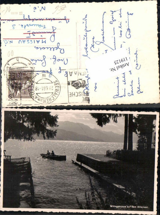 119125,Mittagssonne am Attersee m. Boot am Ufer
