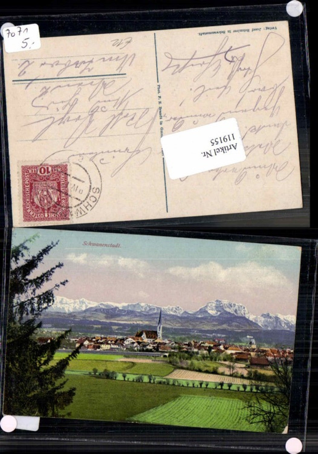 119155,Schwanenstadt Totale vom Ort Tolle Karte Brandt