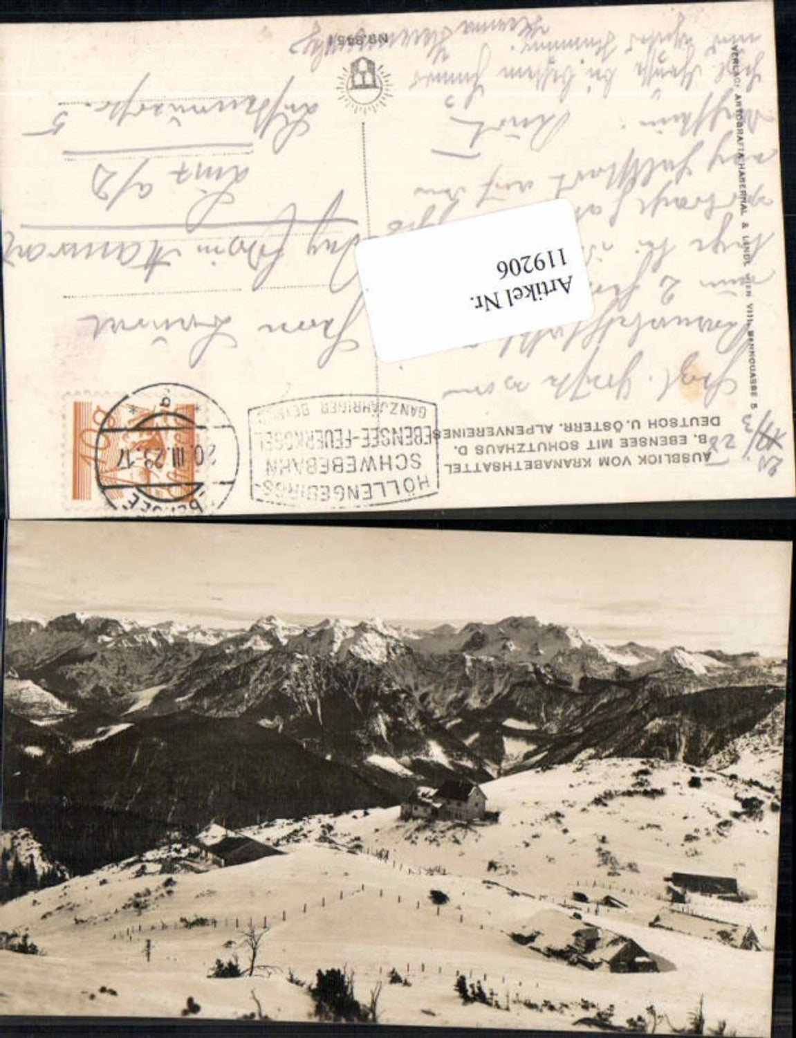 119206,FotoAK Kranabethsattel Ebensee m. Schutzhaus 1928