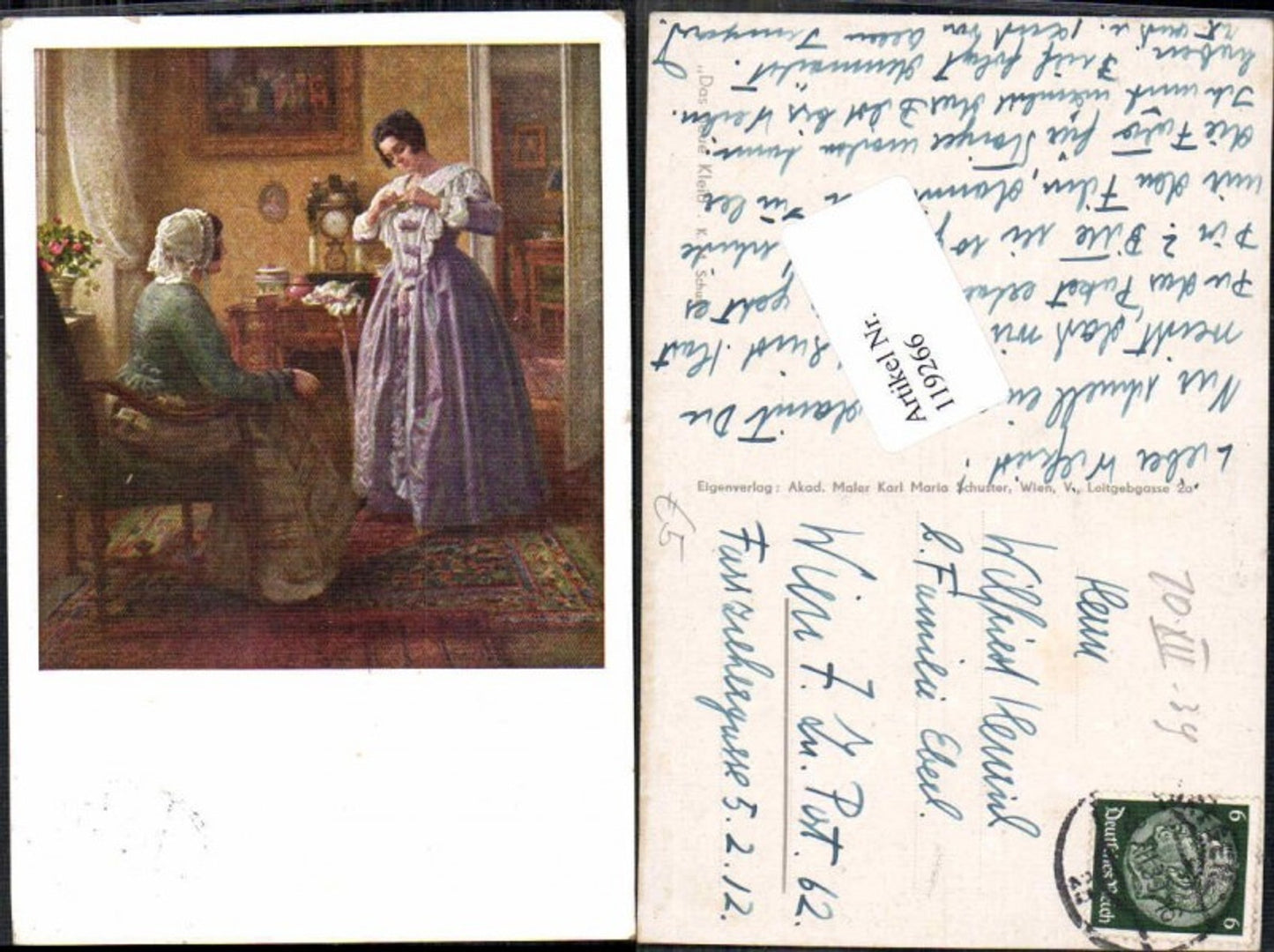 119266,Karl M. Schuster Das neue  Kleid Frau in tollen Kleid