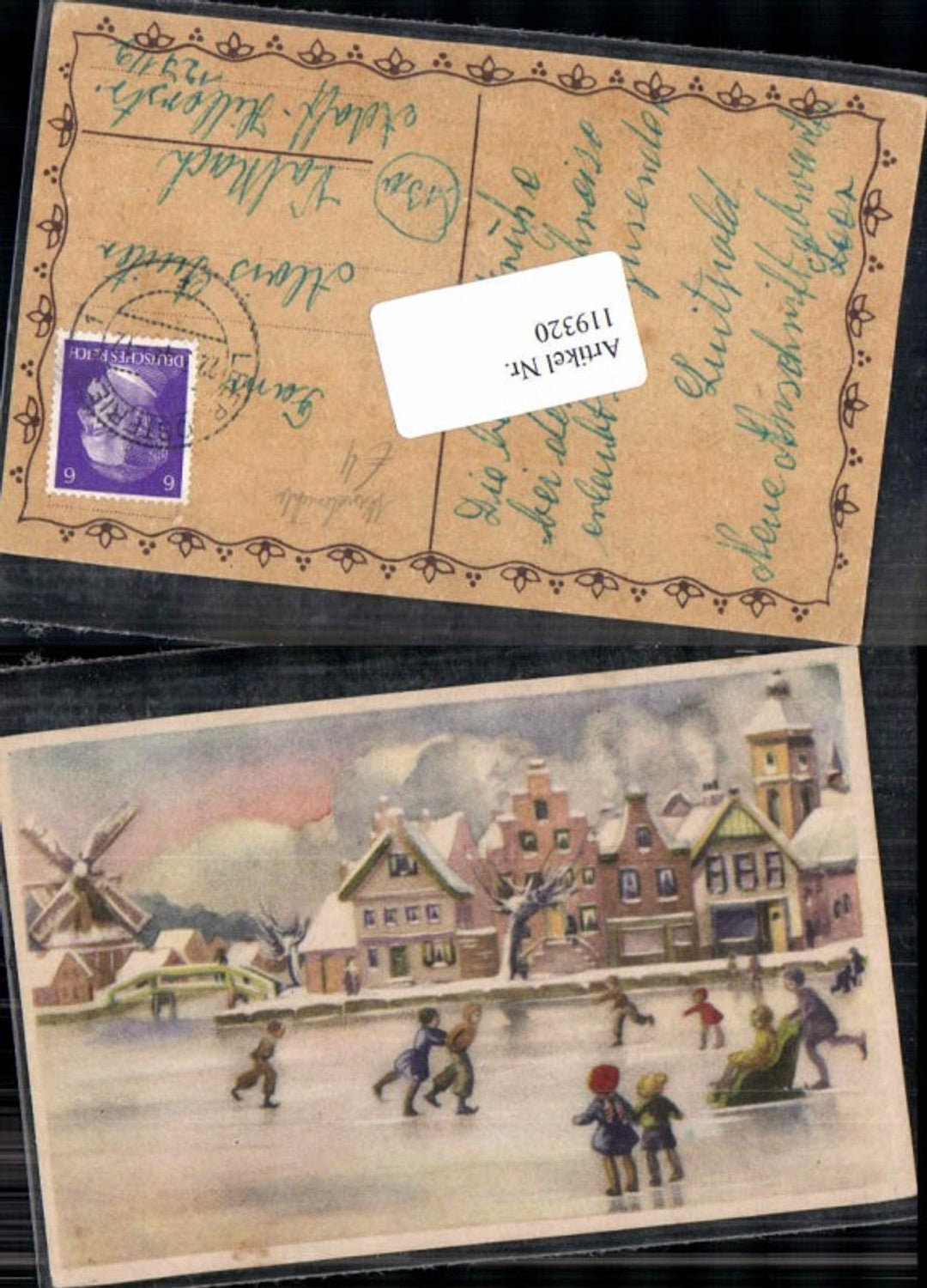 119320, Windmill, children at the ice rink, ice skating