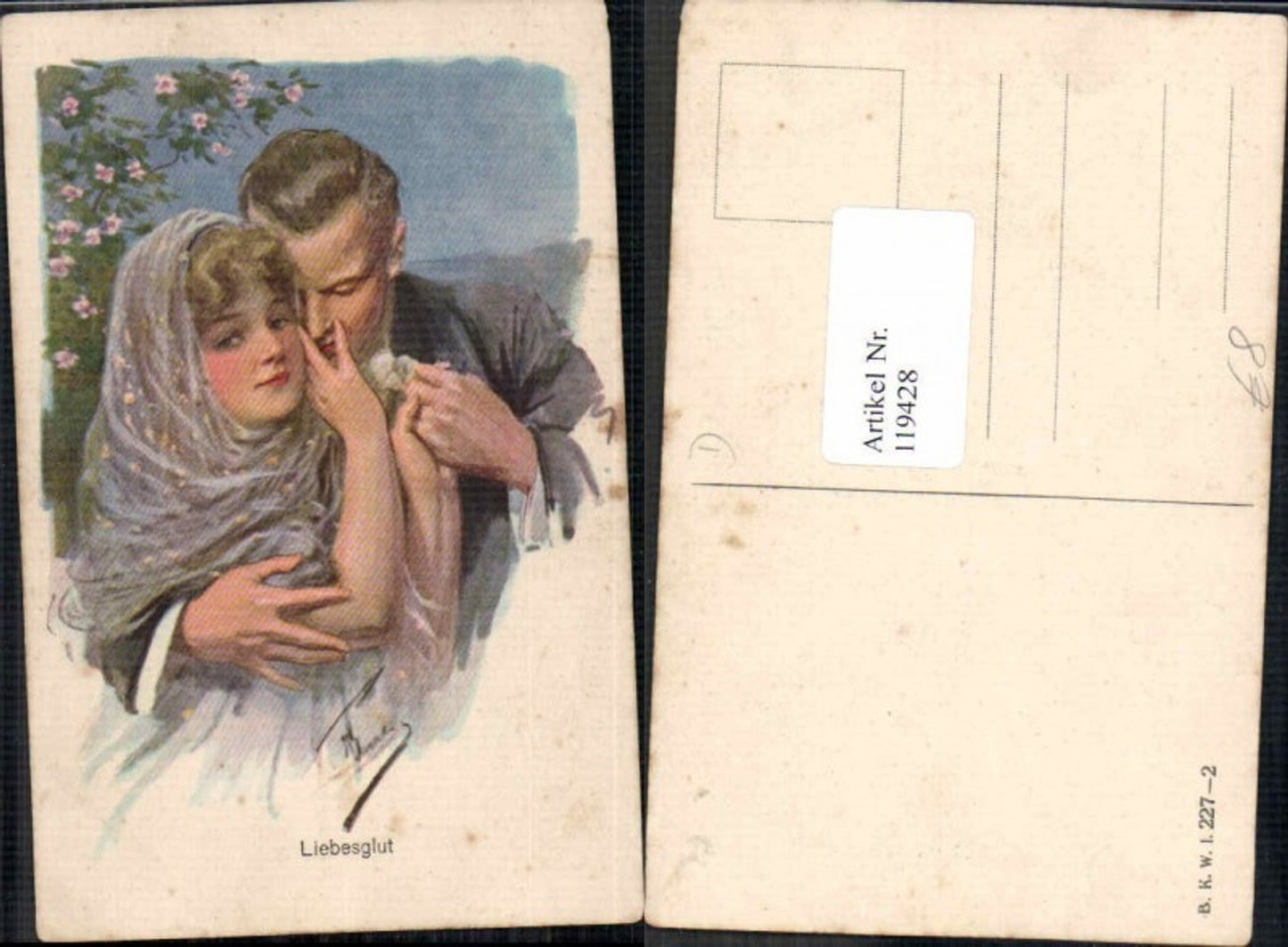 119428,Litho Liebesgut Paar Mann umarmt Frau sign.