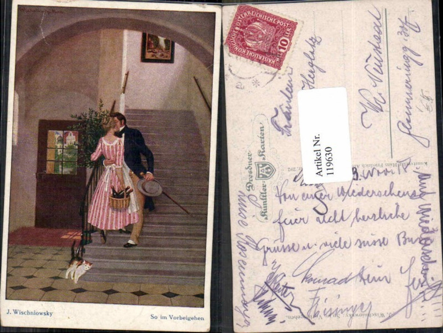119630,J. Wischniowsky So im vorbeigehen Katze Liebespaar Kuss