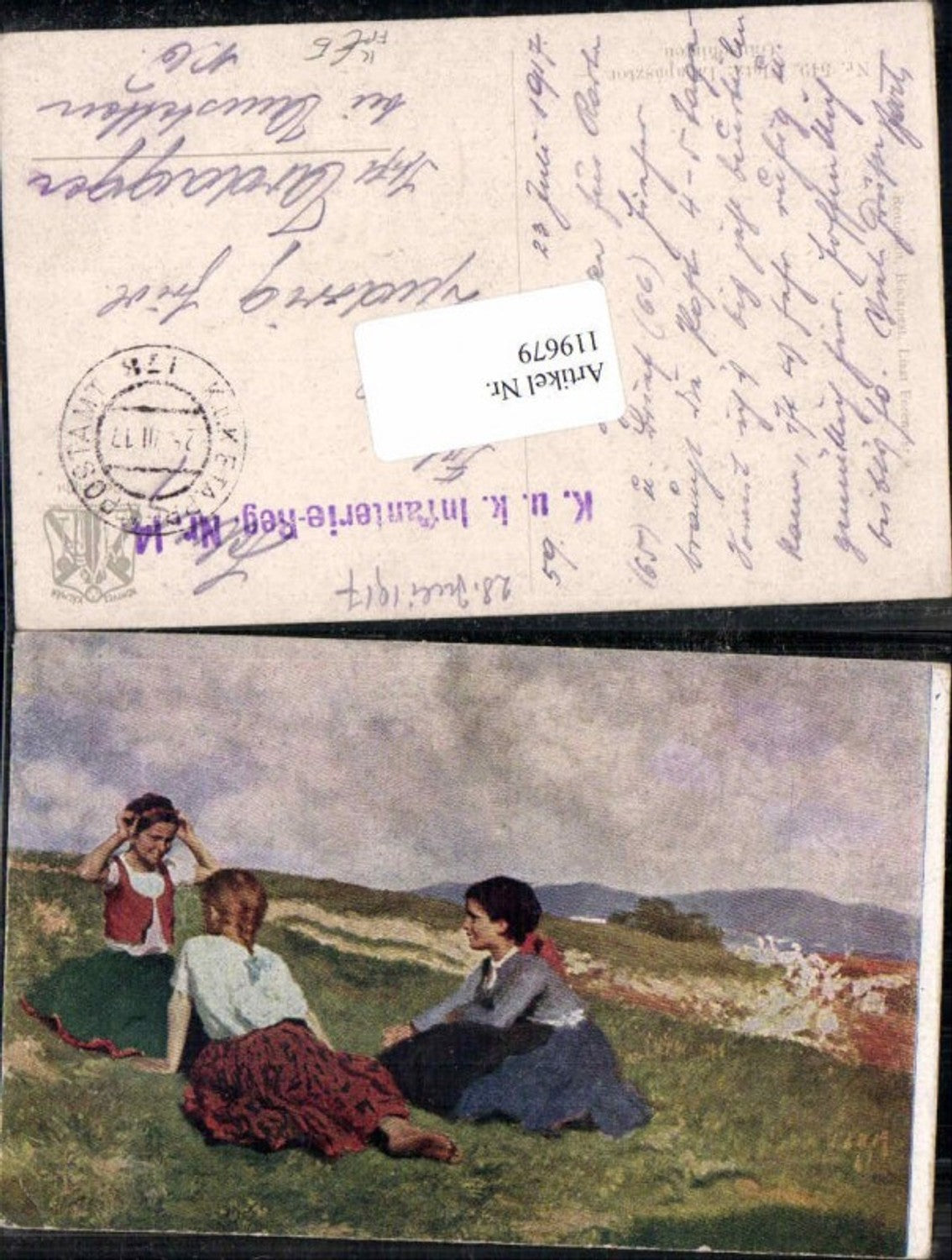 119679,Glatz Gänsehirsen feldpost Infanterie regiment Nr 14 FP 178 Etappenpostamt