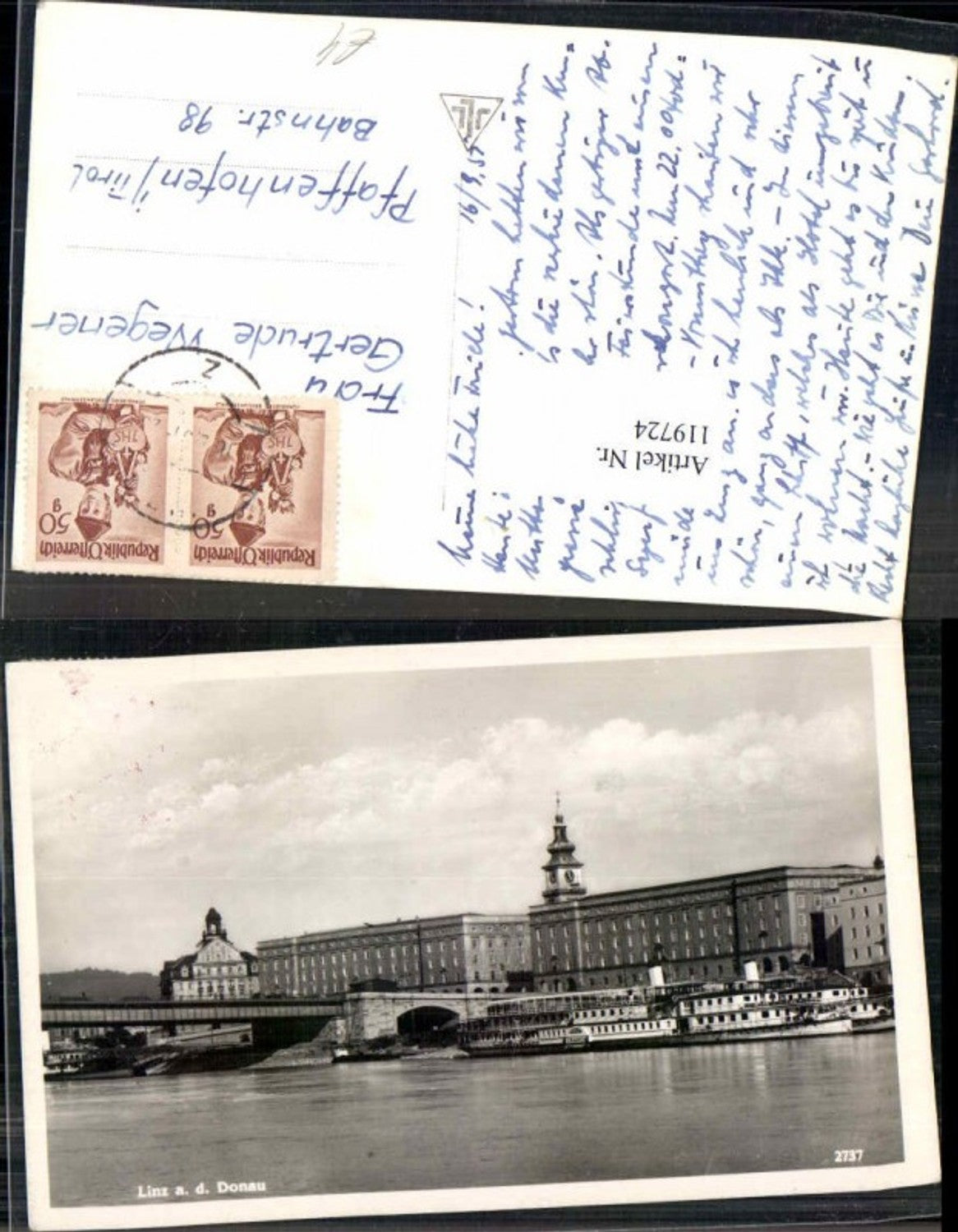 119724,Linz a.d. Donau Dampfer Uranus am Fluss