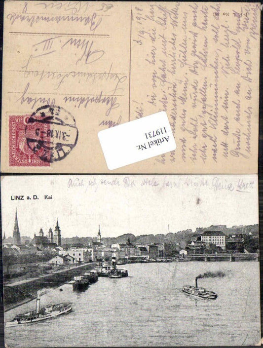 119731,Linz a.d. Donau Donau Kai m. Dampfer Schiffe