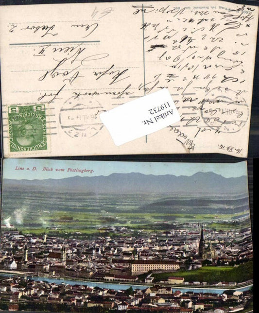119732,Linz a.d. Donau Blick vom Pöstlingberg 1914