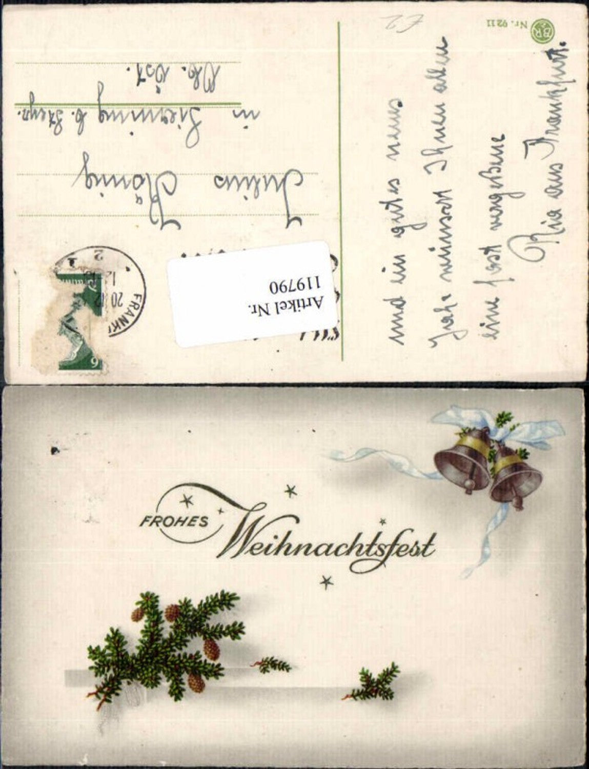 119790, Christmas fir branches pine cones bells