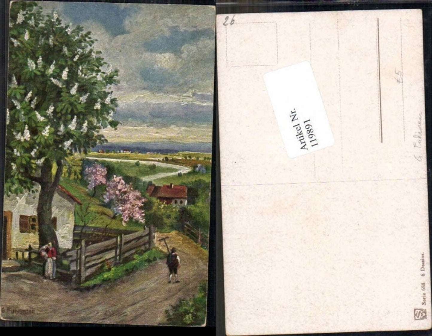 119891,G. Fuhrmann Hausansicht Baum Dorf bauernhof