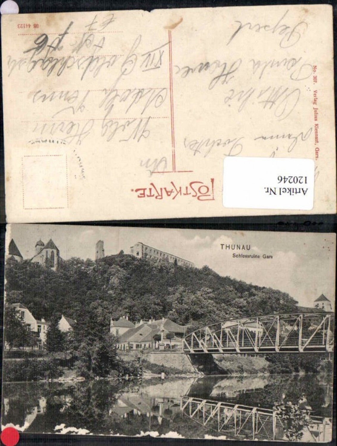120246,Thunau bei Gars am Kamp Schlossruine m. Brücke 1905