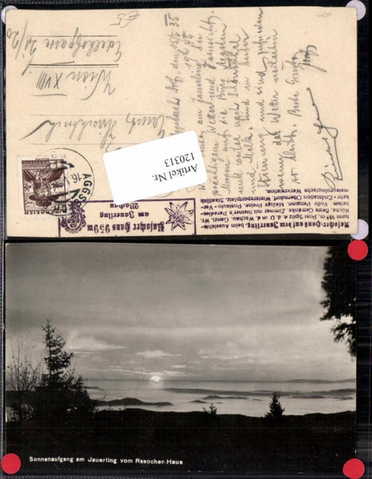 120313,seltene FotoAK Sonnenaufgang am Jauerling bei Spitz in der Wachau Rasocher Haus