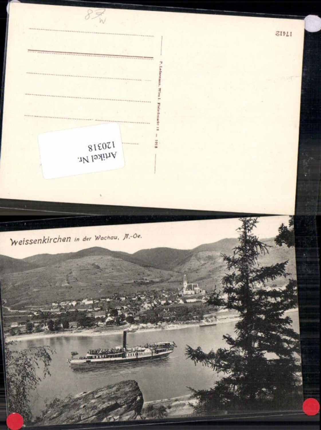 120318,Weissenkirchen in der Wachau m. Dampfer a.d. Donau 1915