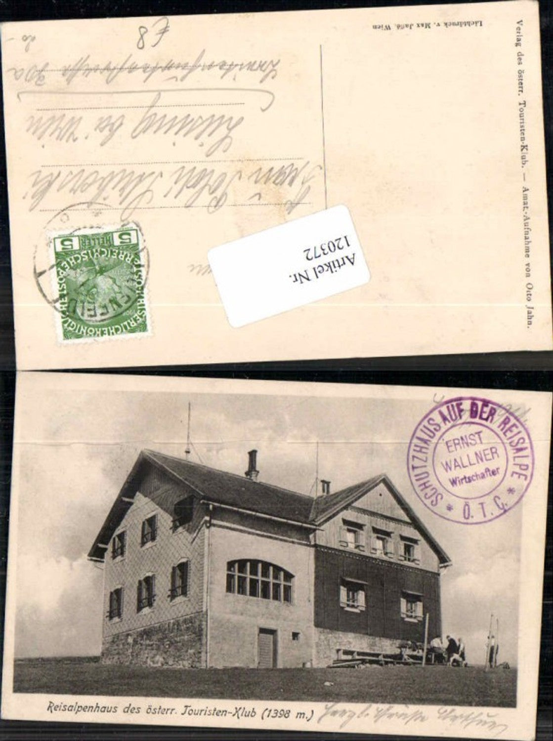 120372,Reisalpenhaus Reisalpe Lilienfeld Hainfeld Stempel Reisalpe 1910