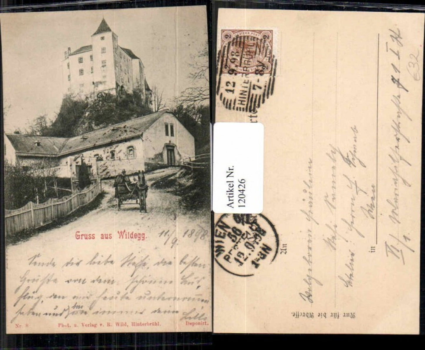 120426,Gruss aus Wildegg Kutsche Leute 1898
