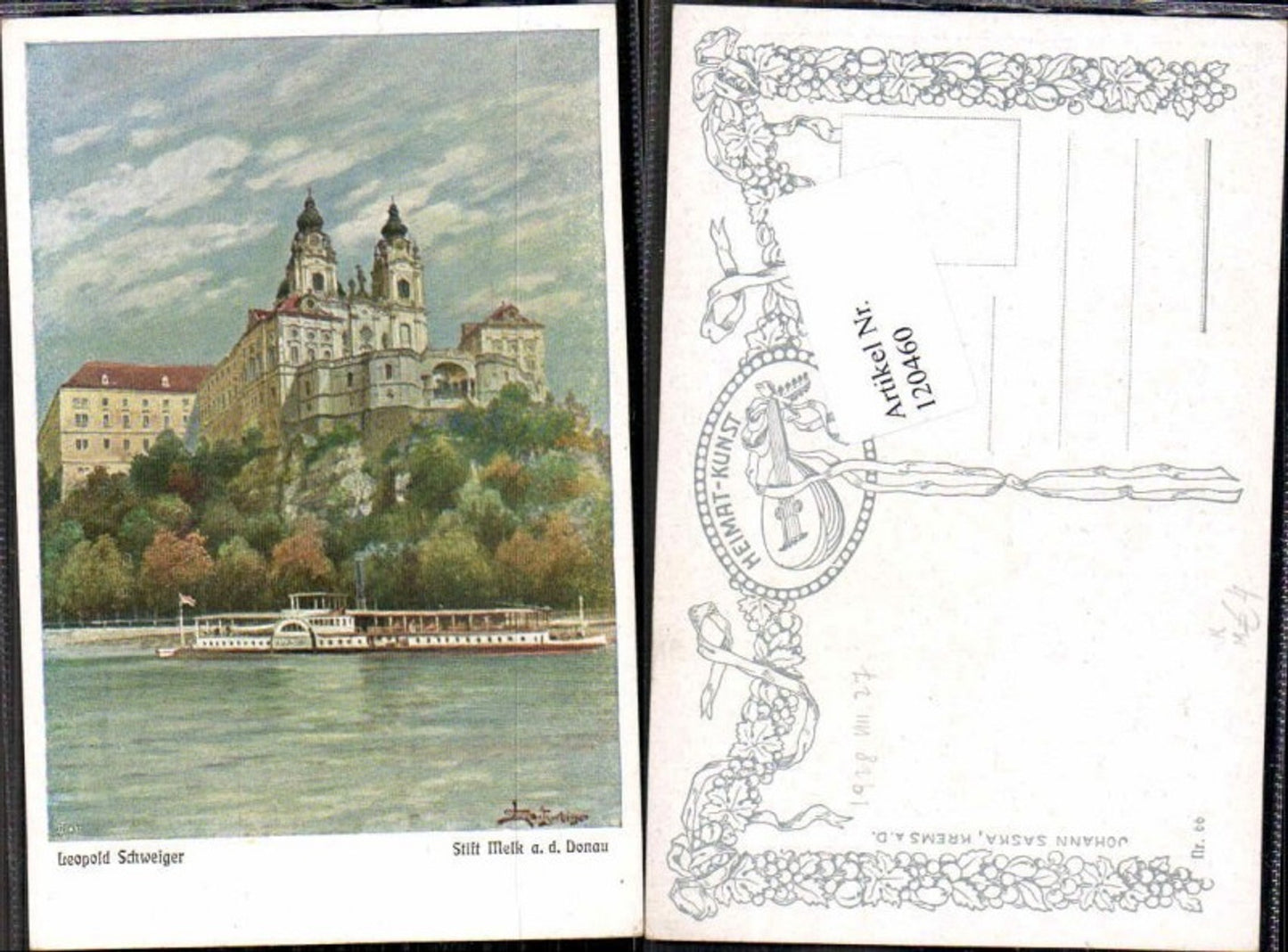 120460,Leopold Schweiger Stift Melk a.d. Donau m. Donau Dampfer