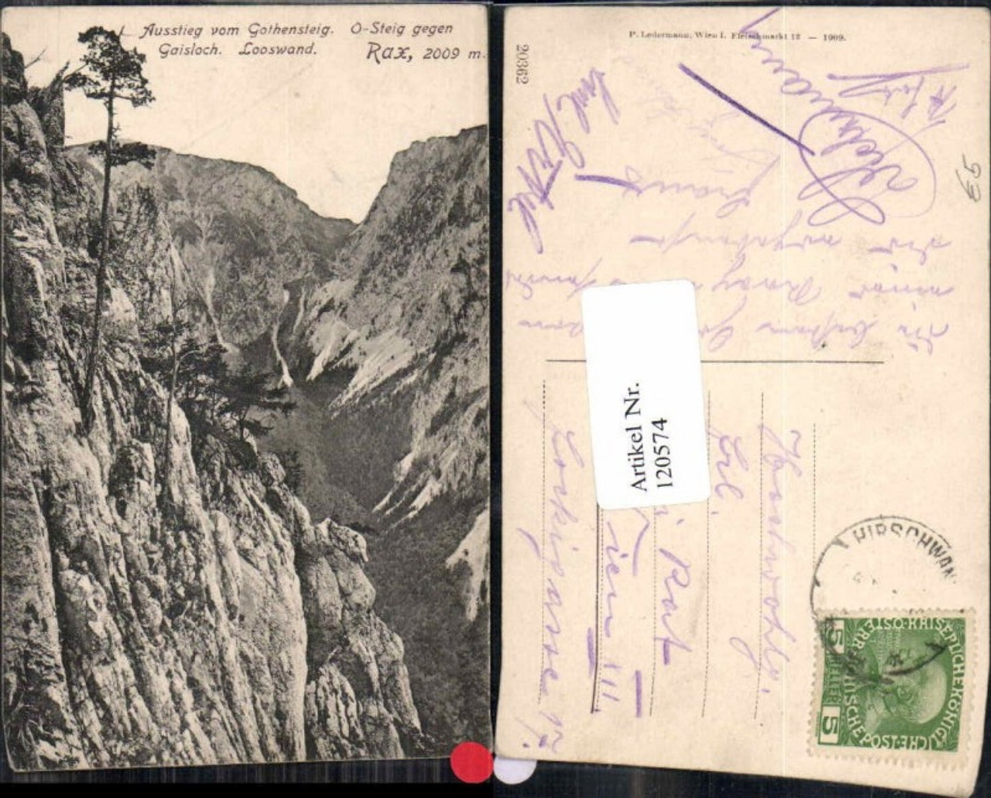 120574,Rax Raxalpe Gaisloch Ausstieg Looswand Reichenau