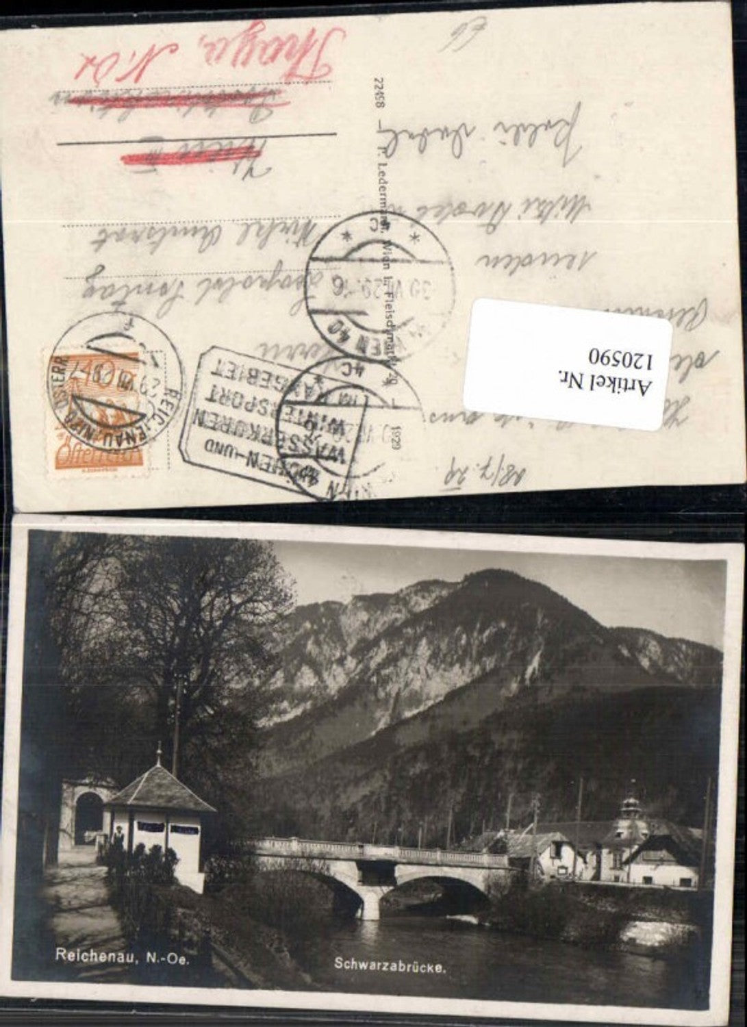 120590,Reichenau Partie im Ort Schwarzabrücke 1929 seltene Ansicht
