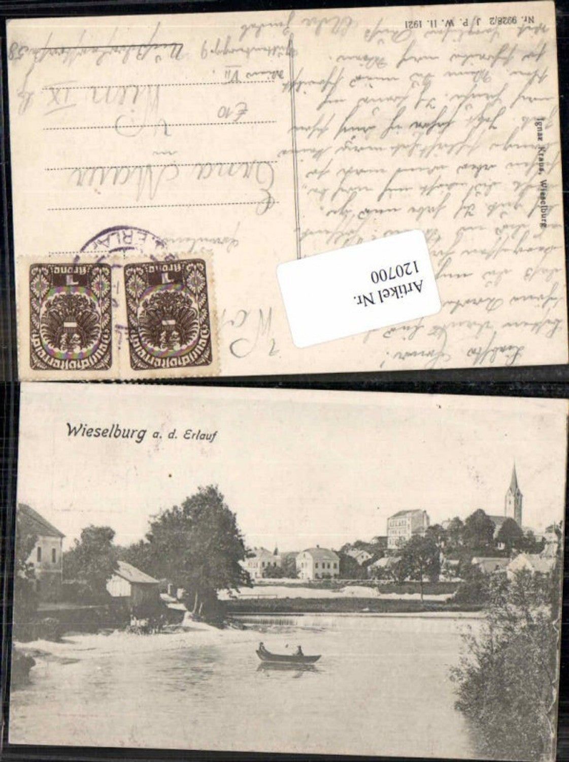 120700,Wieselburg a.d. Erlauf Boot am Fluss 1921