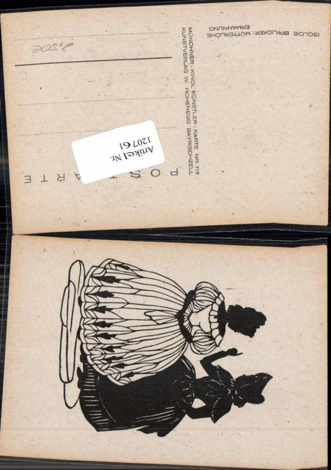 120761, Silhouette of Isolde Brucker, Maternal Admonition