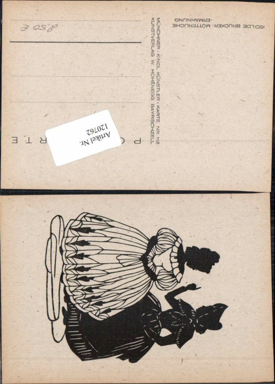 120762,Scherenschnitt Silhouette Isolde Brucker Mütterliche Ermahnung