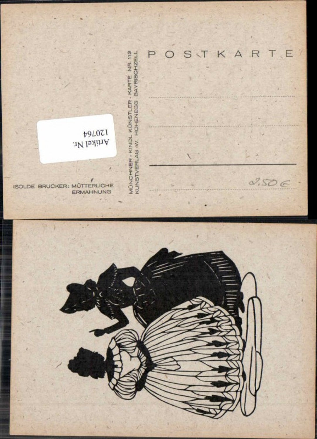 120764,Scherenschnitt Silhouette Isolde Brucker Mütterliche Ermahnung