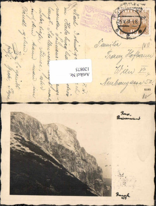 120875,Rax Raxalpe Reichenau Preinerwand 1931
