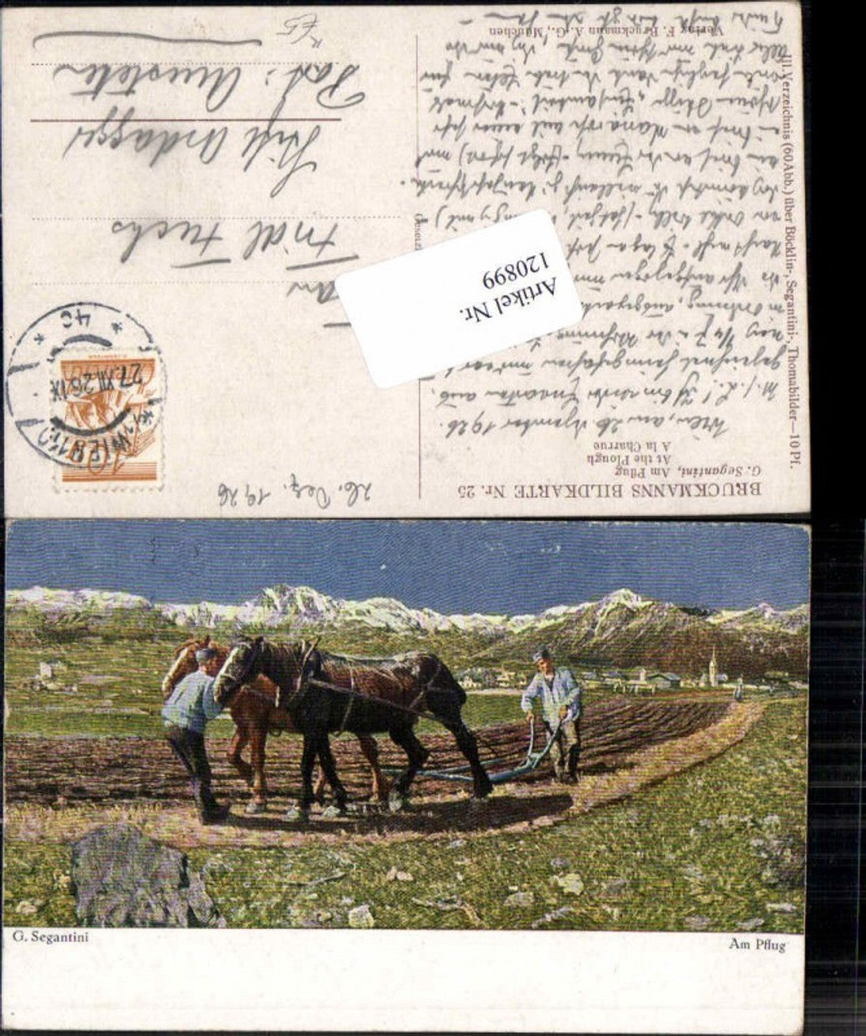 120899,G. Segantini Am Pflug bauer Feldarbeit Bauern Landwirtschaft