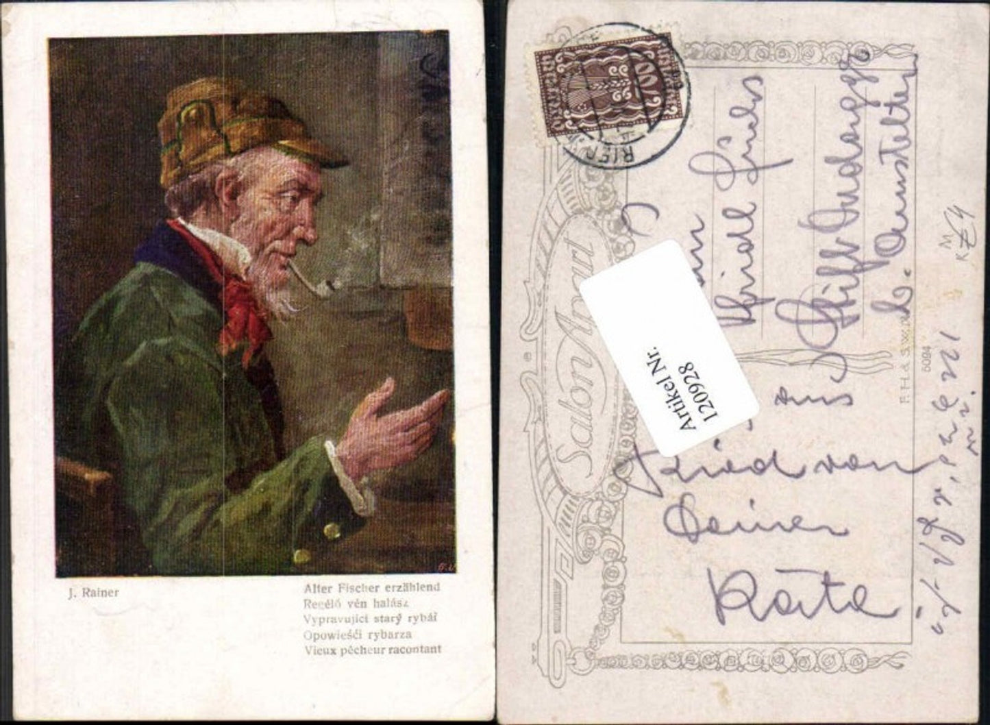 120928,J. Rainer Alter Fischer erzählend m. Pfeife raucht Pfeife