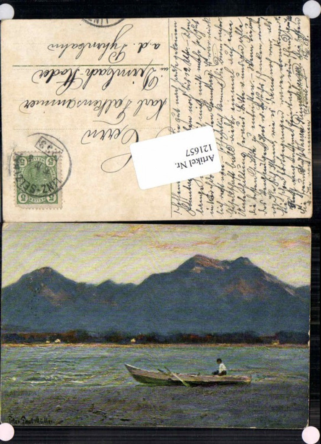 121657,Erika Verlag Peter Paul Müller Boot am See Bahnpost Linz Selzthal Zug 253