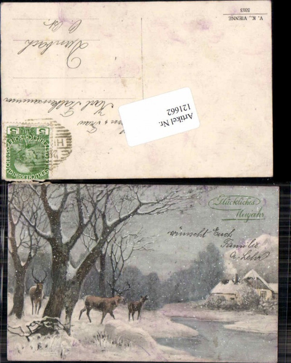121662,V.K. Vienne 5313 Hirsche Hirsch Neujahr