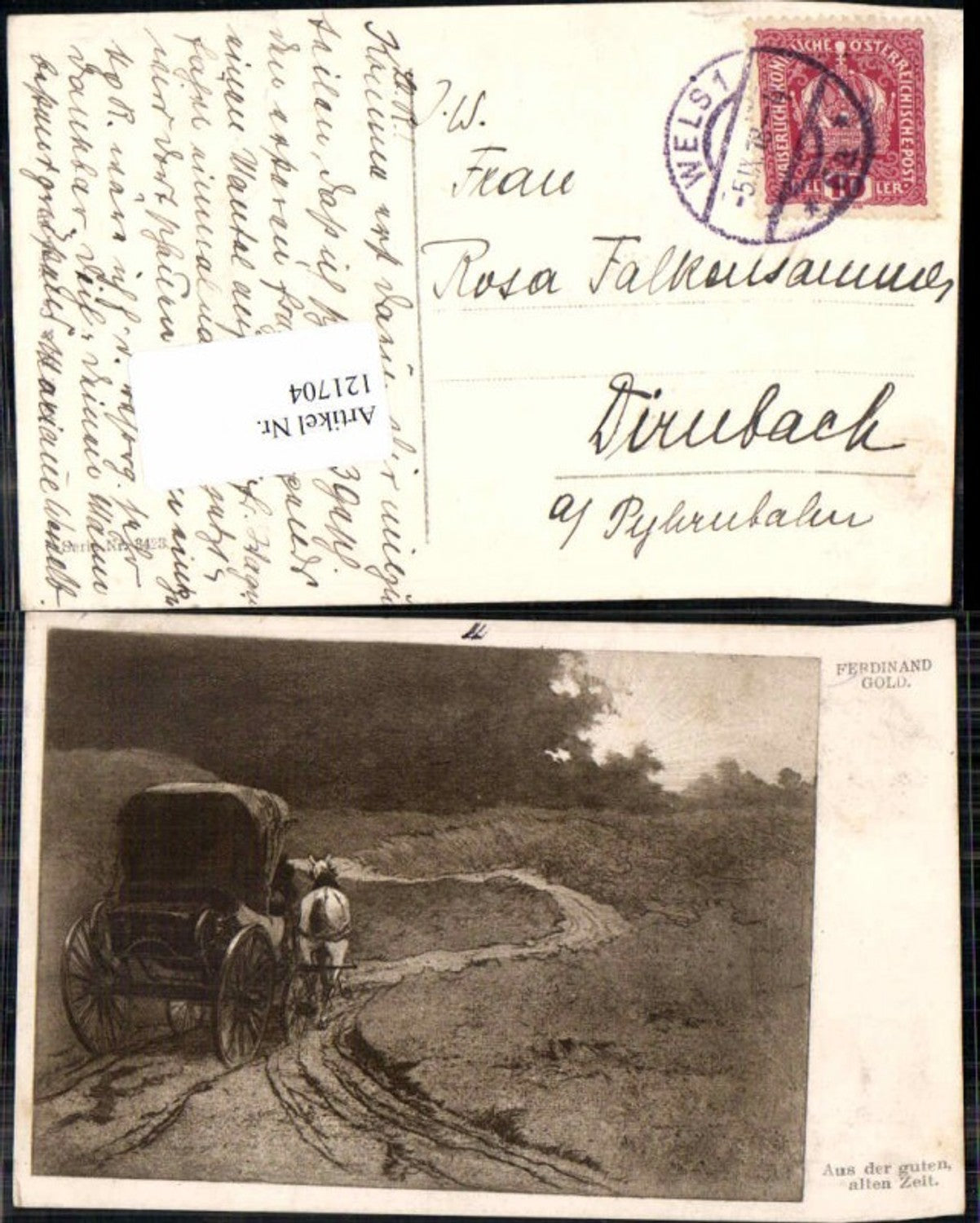 121704,Ferdinand Gold Postkutsche Kutsche Pferd Aus Guter alter Zeit