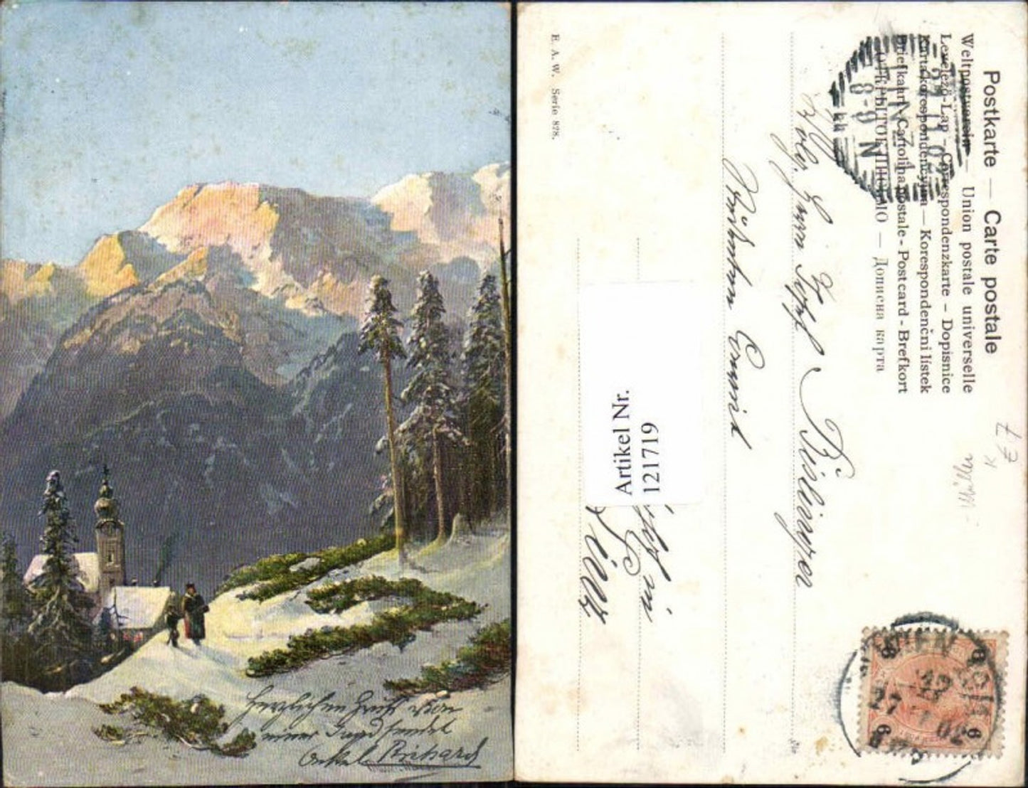 121719,Moritz Müller München Kirche im Gebirge jagd Jagdmaler
